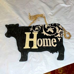HOME SIGN IN SHAPE OF A COW ANTIQUE LOOK